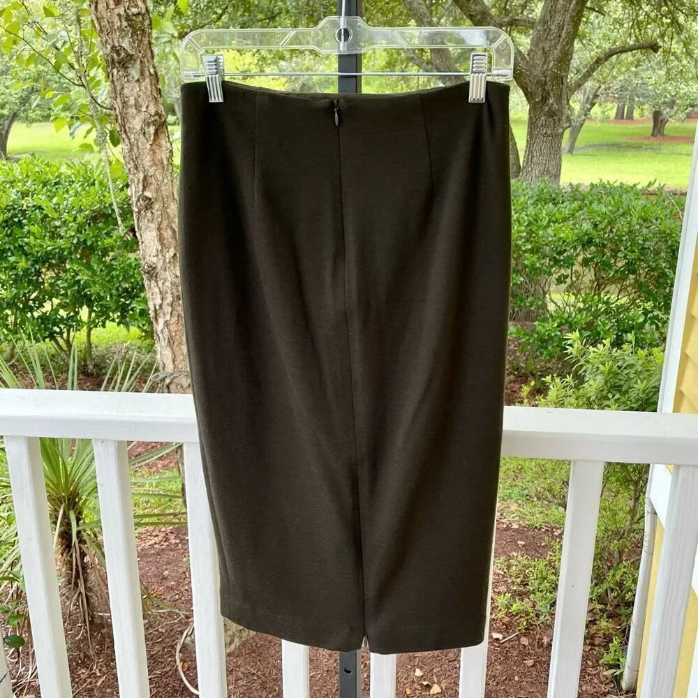 Worth Olive Pencil Skirt | Zip Slit